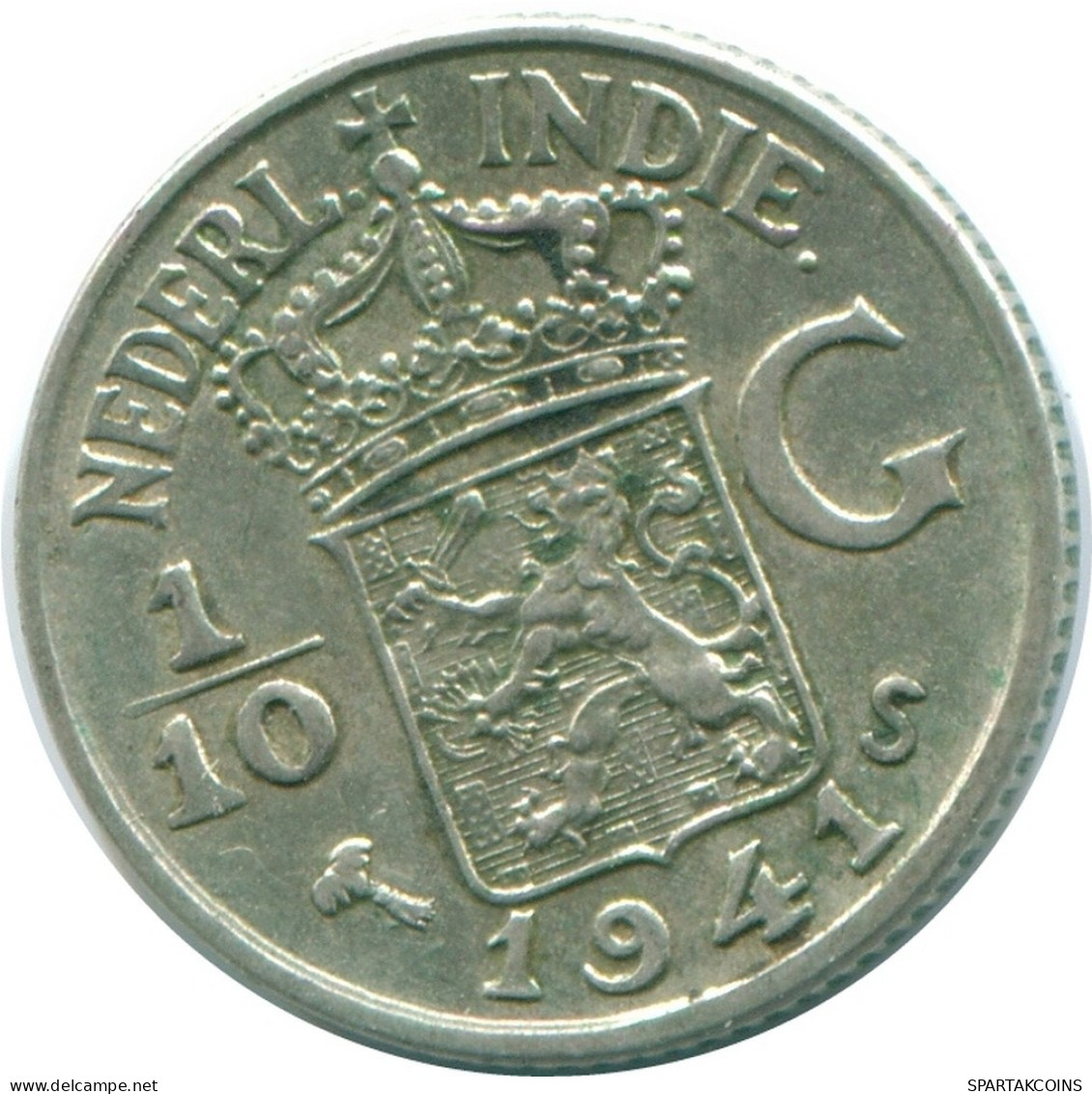 1/10 GULDEN 1941 S INDES ORIENTALES NÉERLANDAISES ARGENT Colonial Pièce #NL13749.3.F.A - Niederländisch-Indien