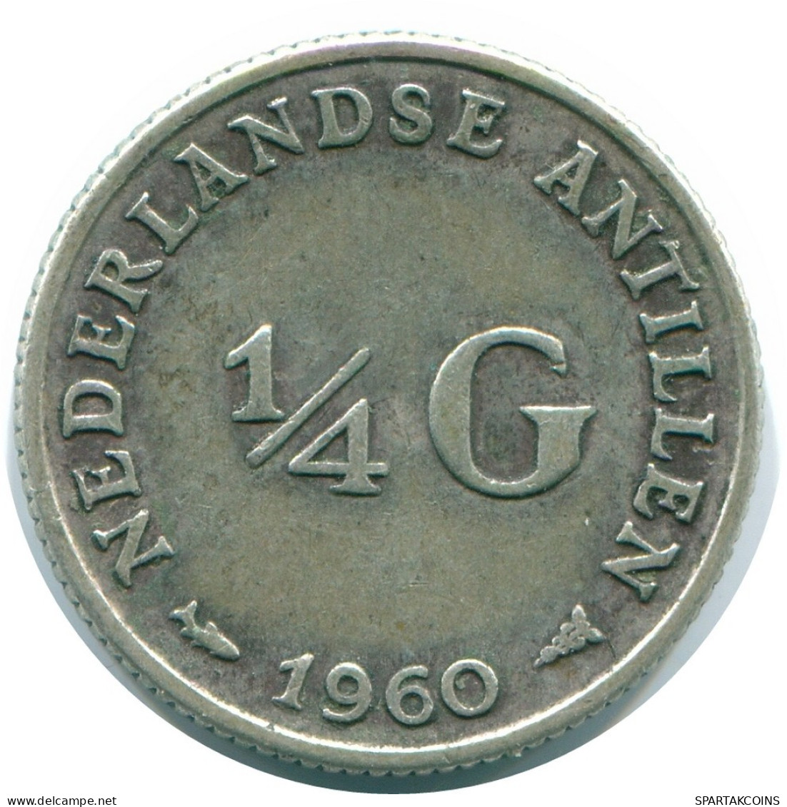 1/4 GULDEN 1960 ANTILLAS NEERLANDESAS PLATA Colonial Moneda #NL11071.4.E.A - Antille Olandesi