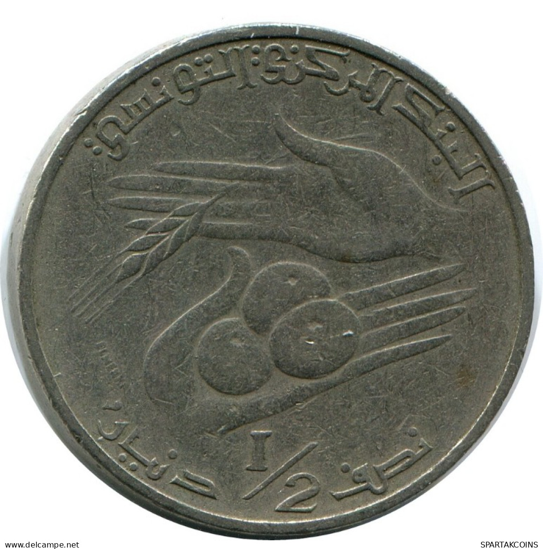 1/2 DINAR 1976 TUNESIEN TUNISIA Münze FAO #AK165.D.A - Tunesië