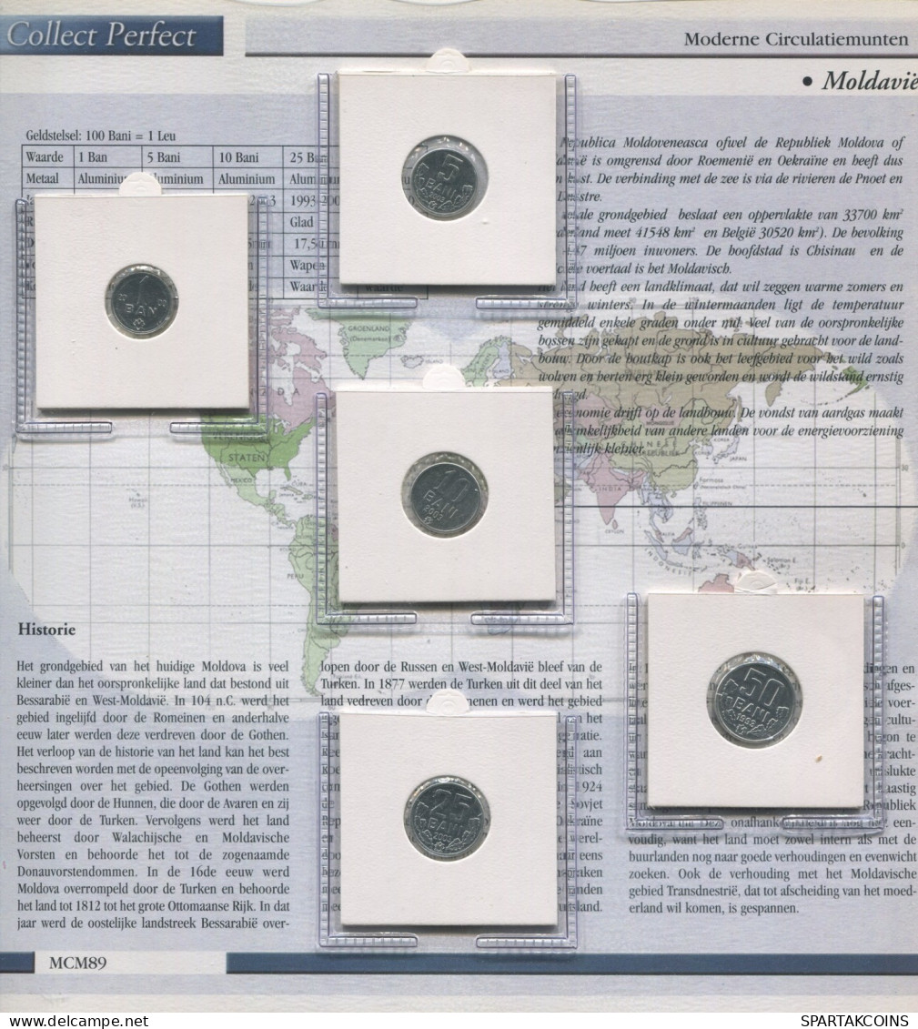 MOLDOVA 1993-2003 Moneda SET 1. 5. 10. 25. 50 BANI UNC #SET1161.5.E.A - Moldawien (Moldau)