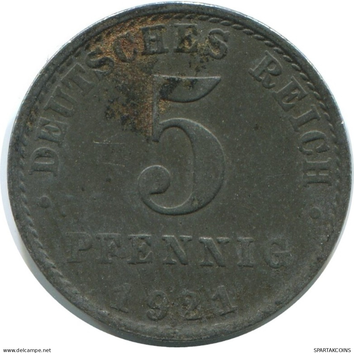 5 PFENNIG 1921 A GERMANY Coin #AE668.U.A - 5 Rentenpfennig & 5 Reichspfennig