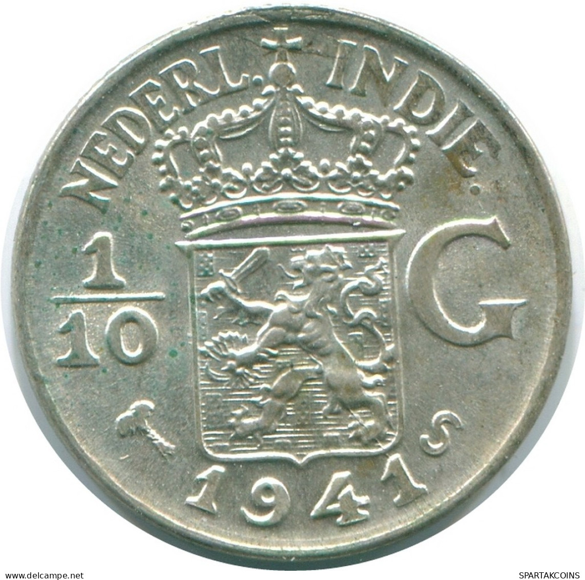 1/10 GULDEN 1941 S NETHERLANDS EAST INDIES SILVER Colonial Coin #NL13694.3.U.A - Indie Olandesi