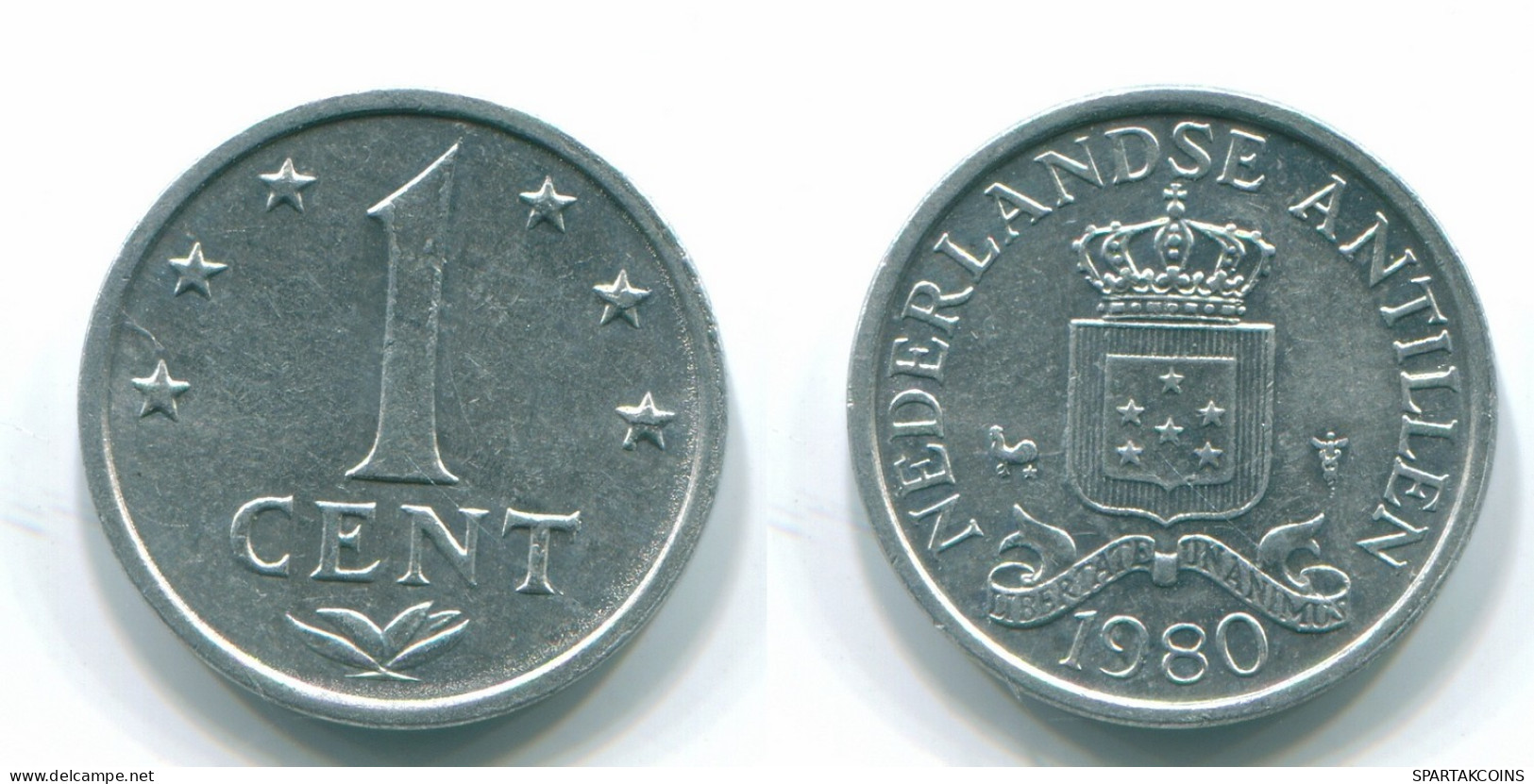 1 CENT 1980 NETHERLANDS ANTILLES Aluminium Colonial Coin #S11183.U.A - Antilles Néerlandaises