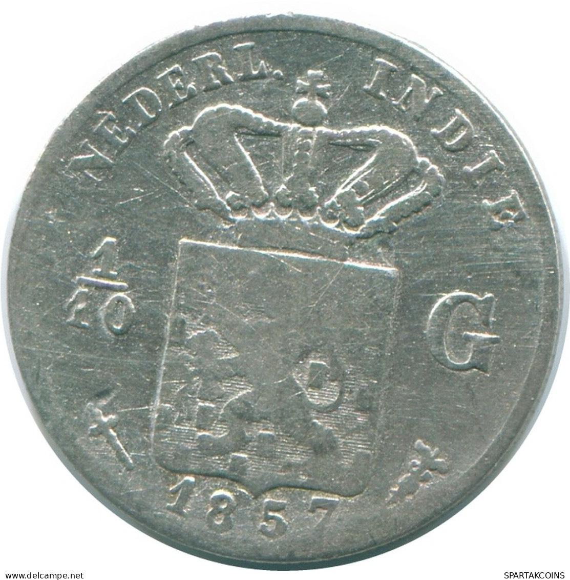 1/10 GULDEN 1857 NETHERLANDS EAST INDIES SILVER Colonial Coin #NL13147.3.U.A - Niederländisch-Indien