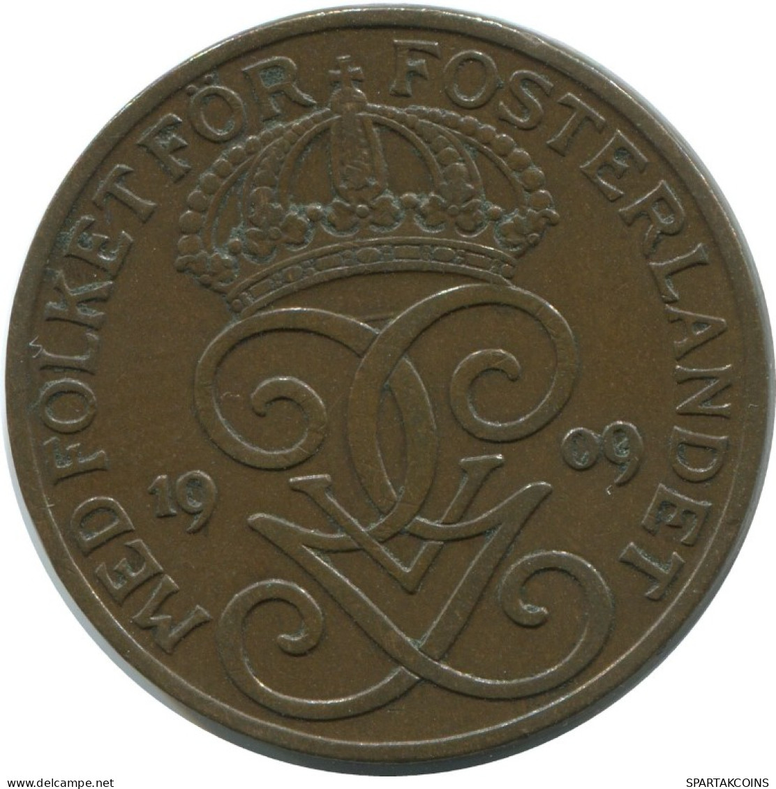 5 ORE 1909 SWEDEN Coin #AC435.2.U.A - Svezia