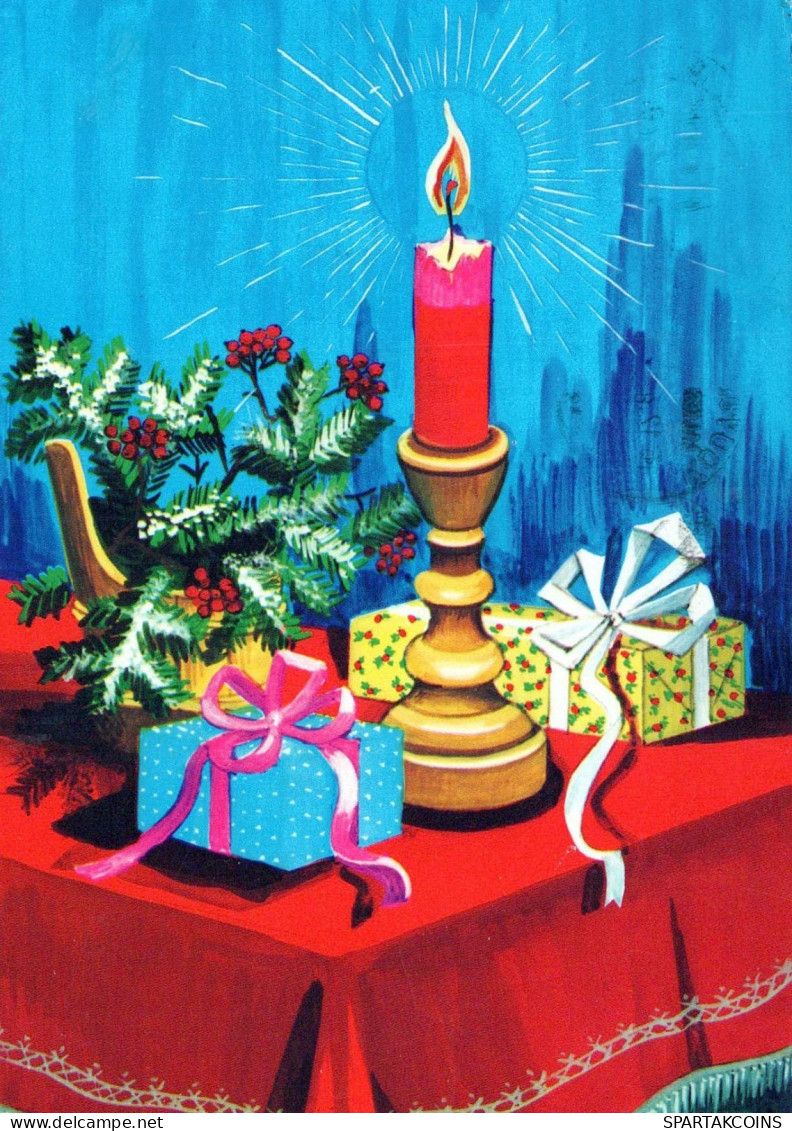 Neujahr Weihnachten KERZE Vintage Ansichtskarte Postkarte CPSM #PAV381.A - Nouvel An
