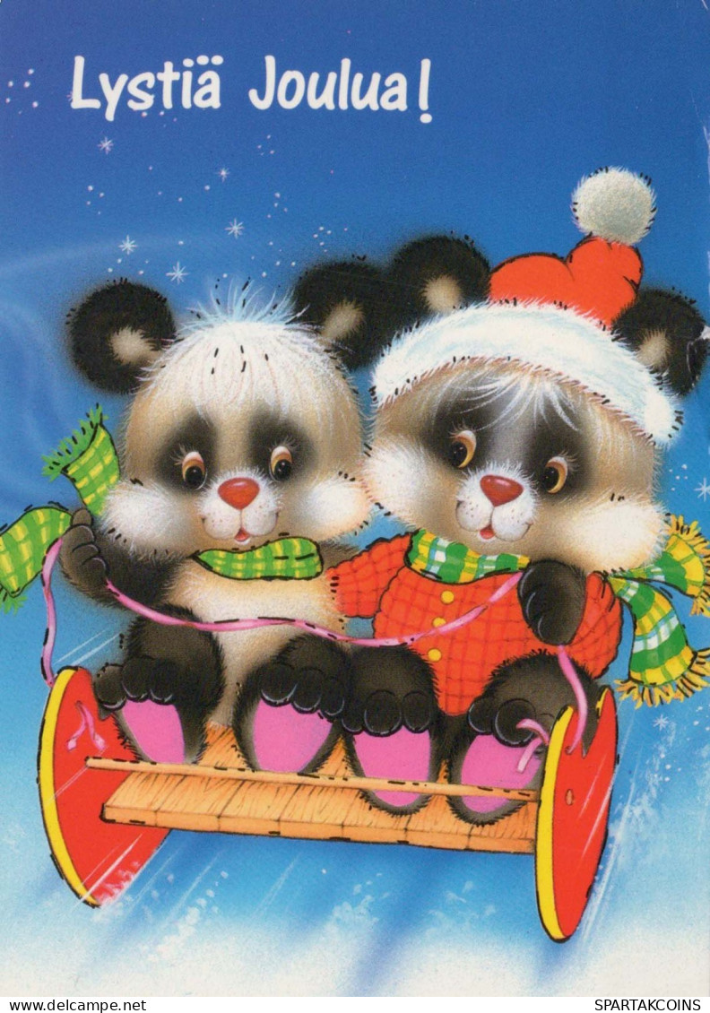 Happy New Year Christmas TEDDY BEAR Vintage Postcard CPSM #PAU696.A - Nouvel An