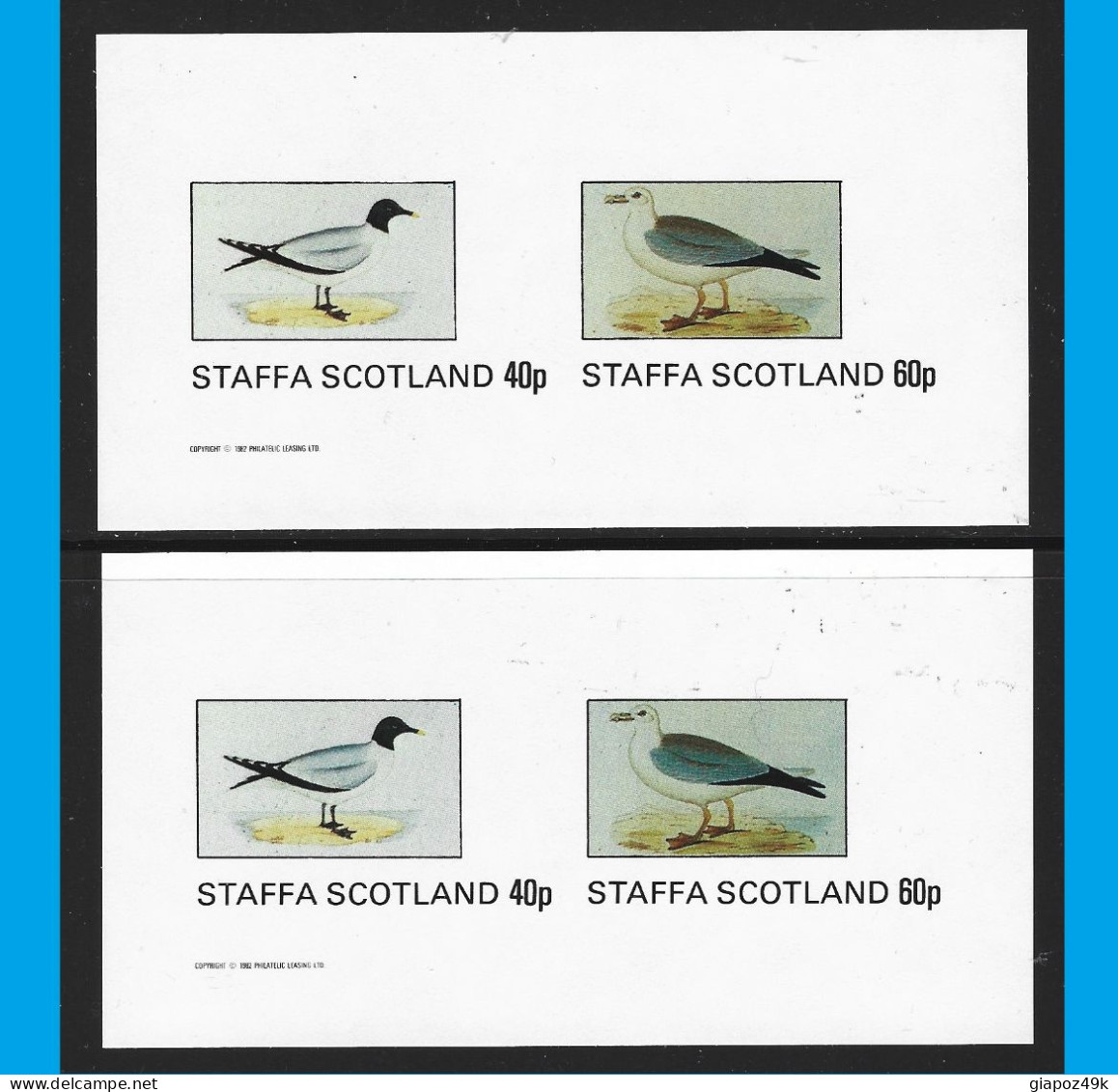 ● STAFFA Scotland 1982 ֍ ️UCCELLI ● Birds ● 2 BF Uguali ● Imperforated ● £ 1 (40 P + 60 P)● Lotto N.XX ● - Scozia