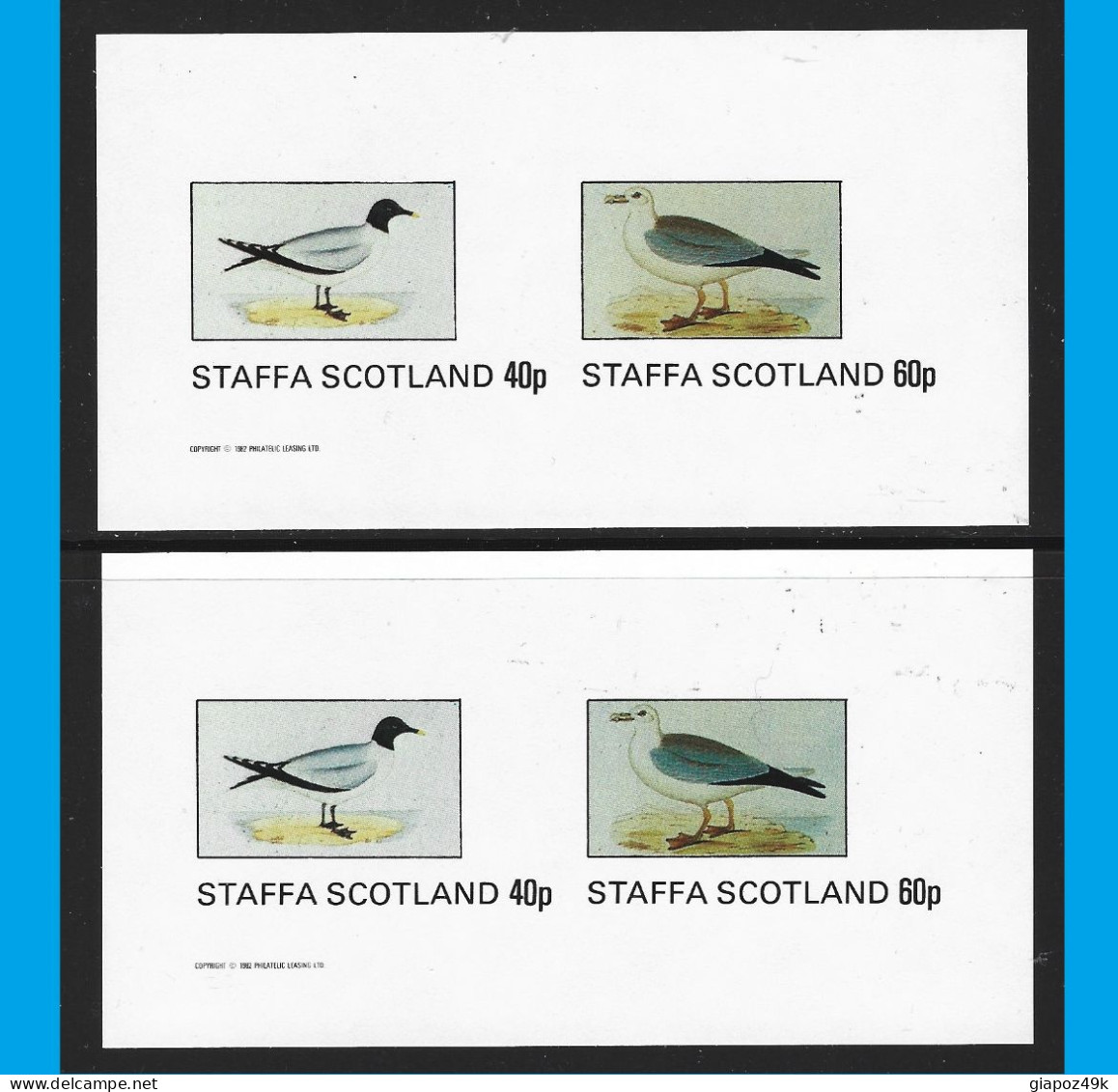 ● STAFFA Scotland 1982 ֍ ️UCCELLI ● Birds ● 2 BF Uguali ● Imperforated ● £ 1 (40 P + 60 P)● Lotto N.XX ● - Scotland