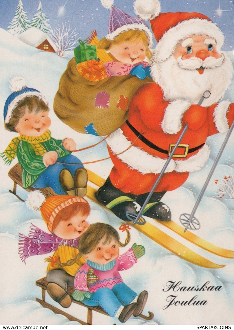 BABBO NATALE BAMBINO Natale Vintage Cartolina CPSM #PAK353.A - Santa Claus