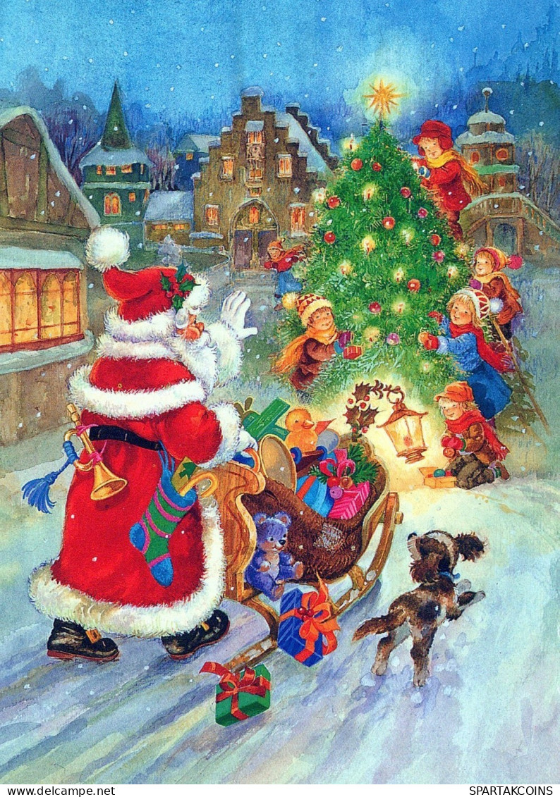 PÈRE NOËL ENFANT NOËL Fêtes Voeux Vintage Carte Postale CPSM #PAK329.A - Santa Claus