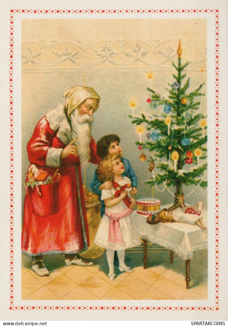 PAPÁ NOEL NIÑO NAVIDAD Fiesta Vintage Tarjeta Postal CPSM #PAK317.A - Santa Claus