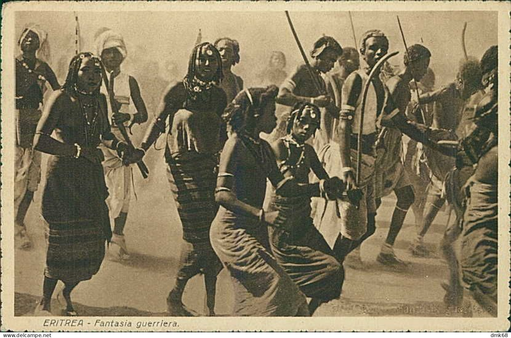 AFRICA - ERITREA - WARRIOR DANCE / NAKED / NUDE / NU WOMEN - MAILED 1935 (12566) - Erythrée