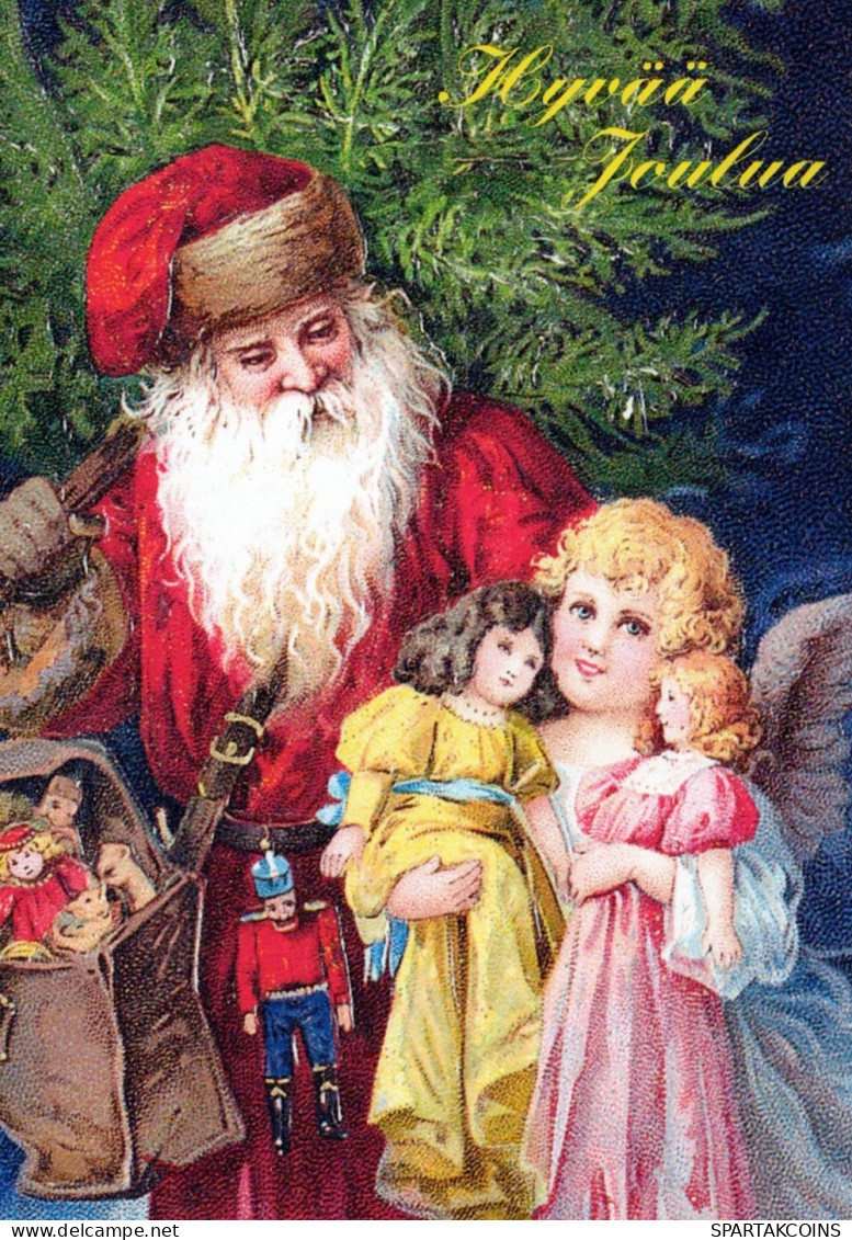WEIHNACHTSMANN SANTA CLAUS ENGEL WEIHNACHTSFERIEN Vintage Postkarte CPSM #PAK132.A - Santa Claus