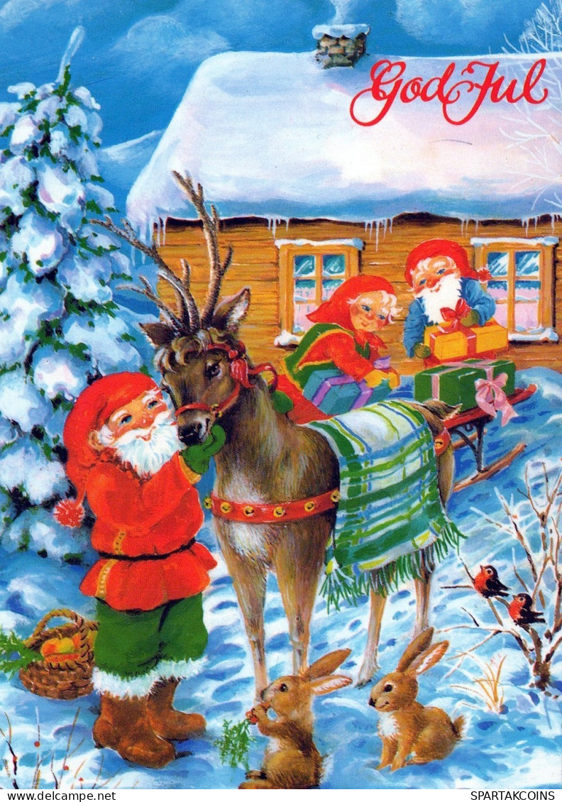PÈRE NOËL NOËL Fêtes Voeux Vintage Carte Postale CPSM #PAJ929.A - Santa Claus