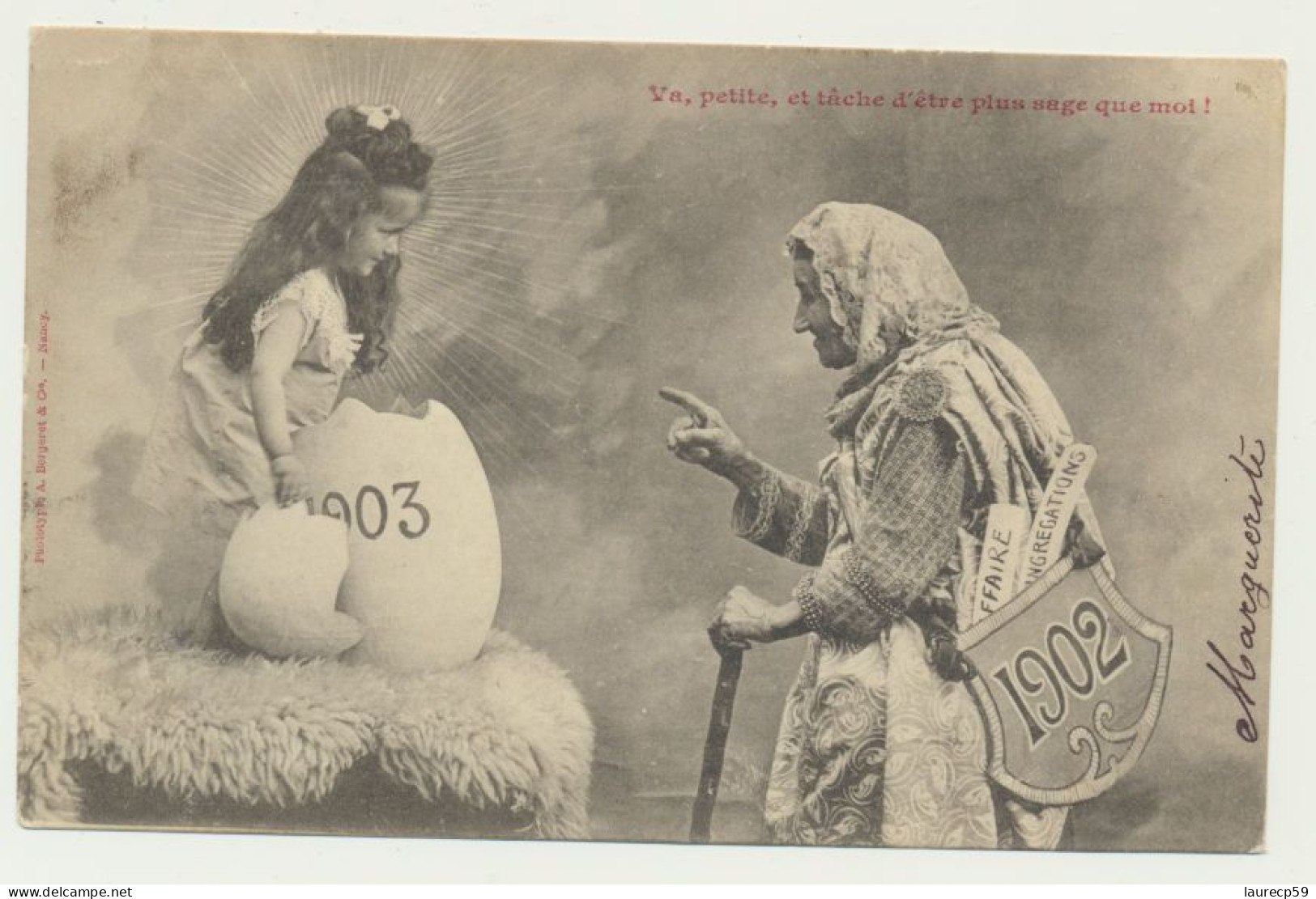 Carte Fantaisie Femme Enfant - Millésime -  Années 1902 1903 - Va, Petite, Et Tâche... - Phototypie BERGERET - Bergeret