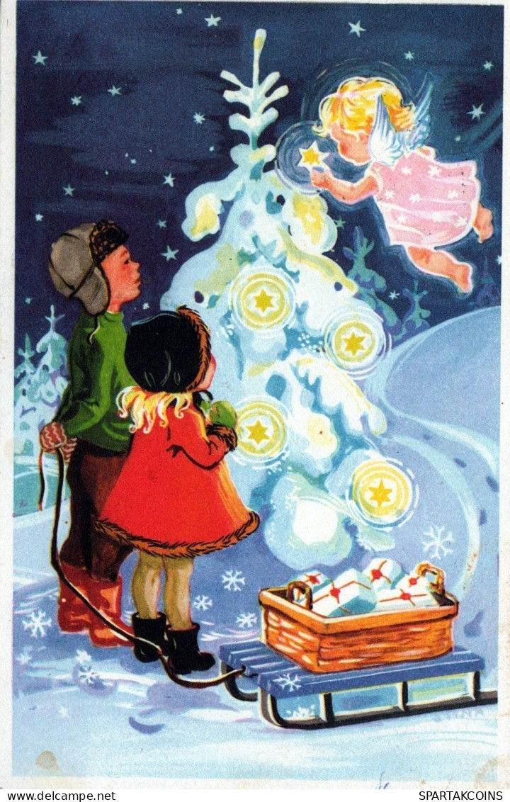 ANGELO Buon Anno Natale Vintage Cartolina CPSMPF #PAG786.A - Anges