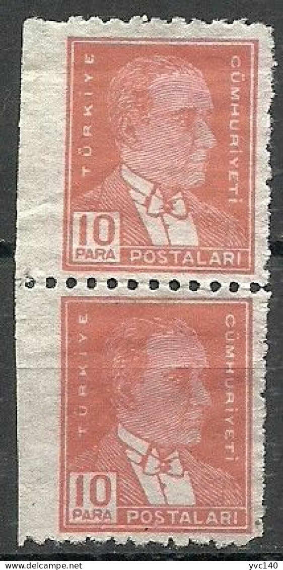 Turkey; 1951 6th Ataturk Issue 10 P. ERROR "Imperf. Edge" MNG - Unused Stamps