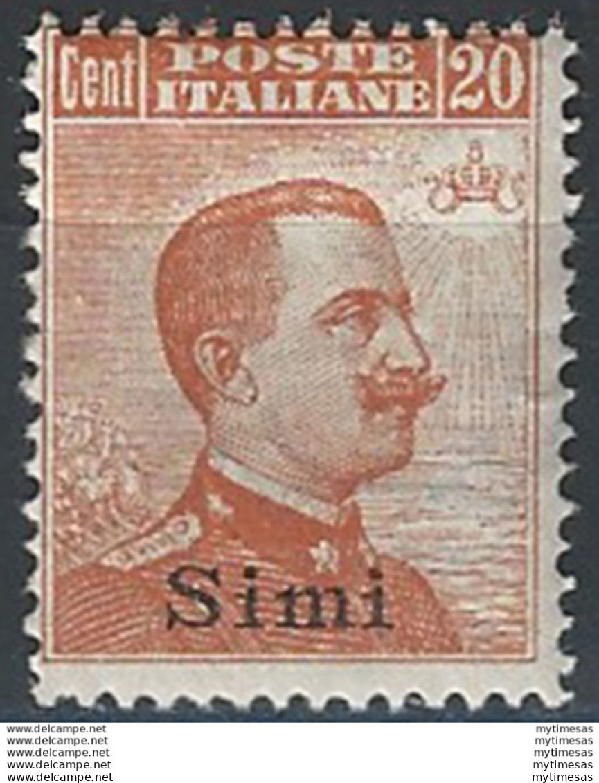 1921-22 Egeo Simi 20c. Arancio Mc. MNH Sassone N. 11 - Other & Unclassified