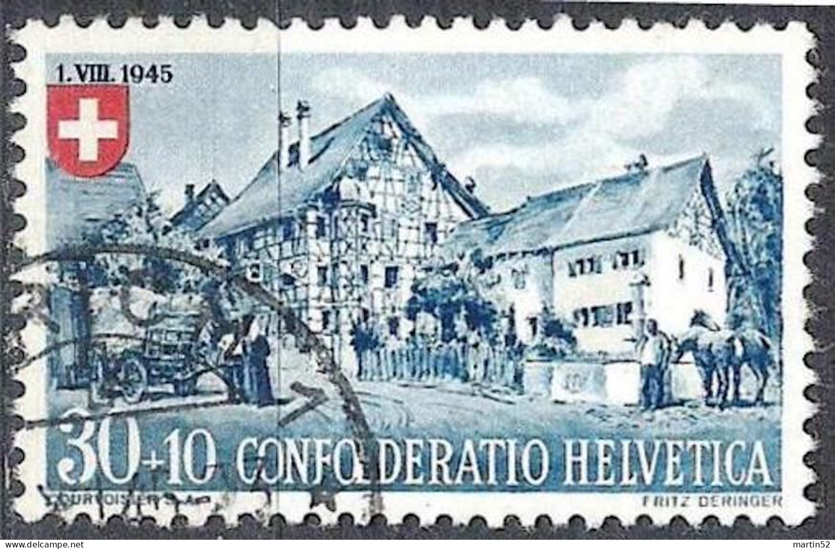 Schweiz Suisse Pro Patria 1945 Ostschweizer Riegelhaus Zu WII 29 Mi 463 Yv 422 Mit ⊙ ZÜRICH 1 ?.XI.45 (Zu CHF 50.00) - Used Stamps