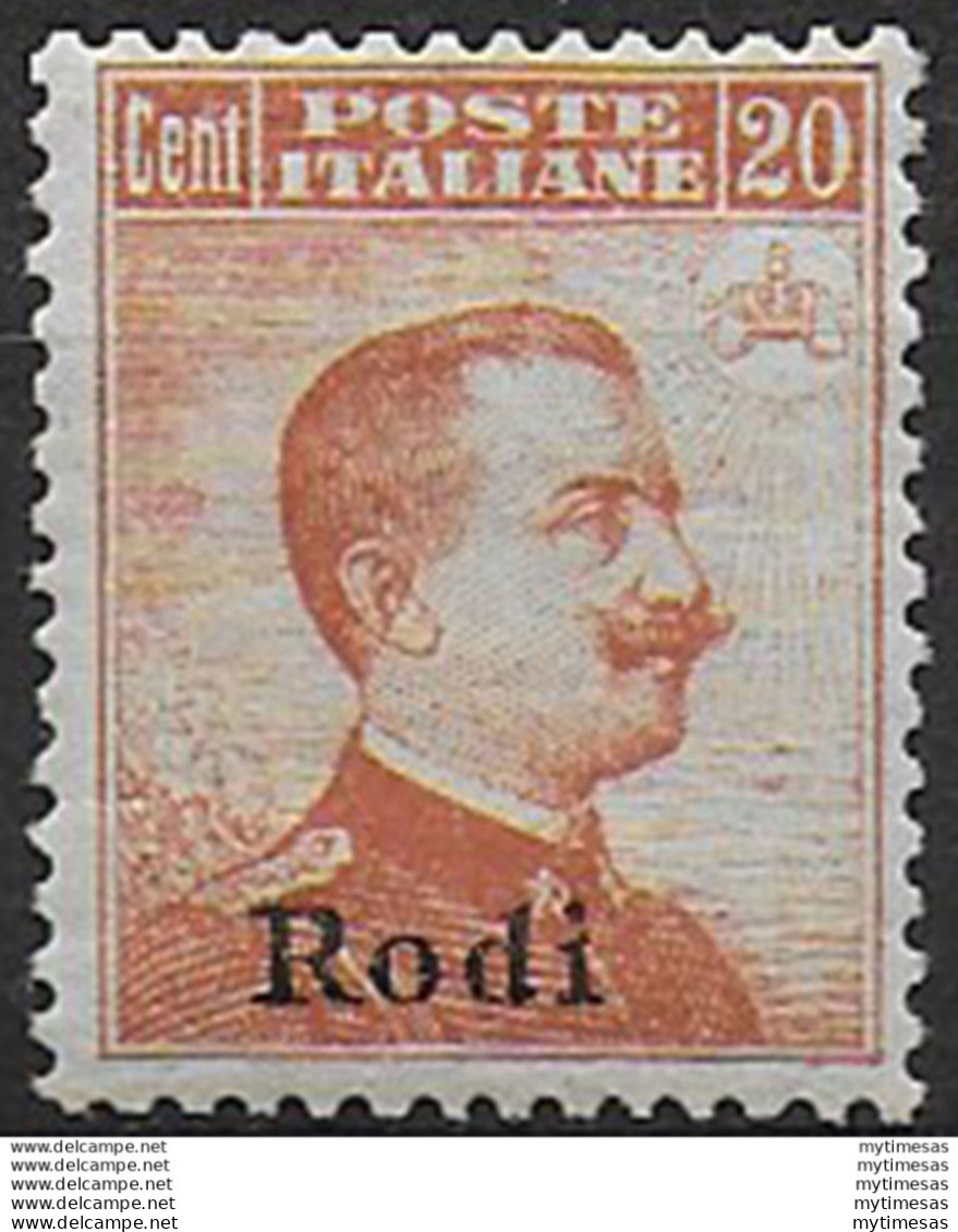 1917 Egeo Rodi 20c. Arancio MNH Sassone N. 10 - Altri & Non Classificati