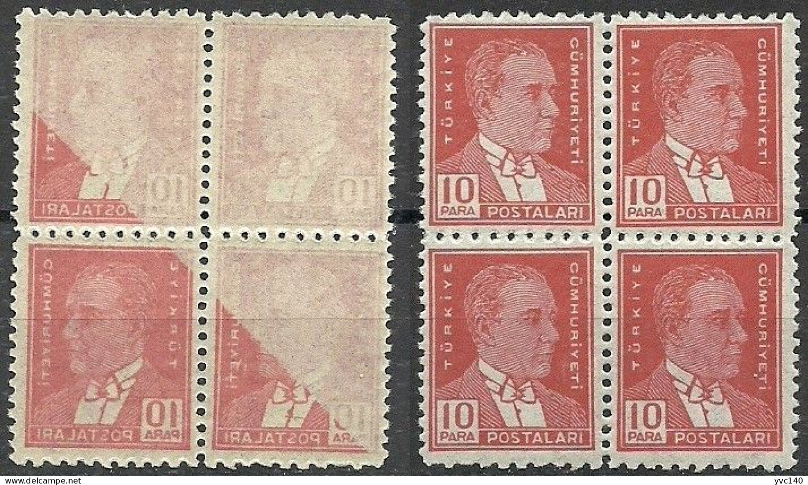 Turkey; 1951 6th Ataturk Issue 10 P. ERROR "Abklatsch Print" MNH** - Unused Stamps