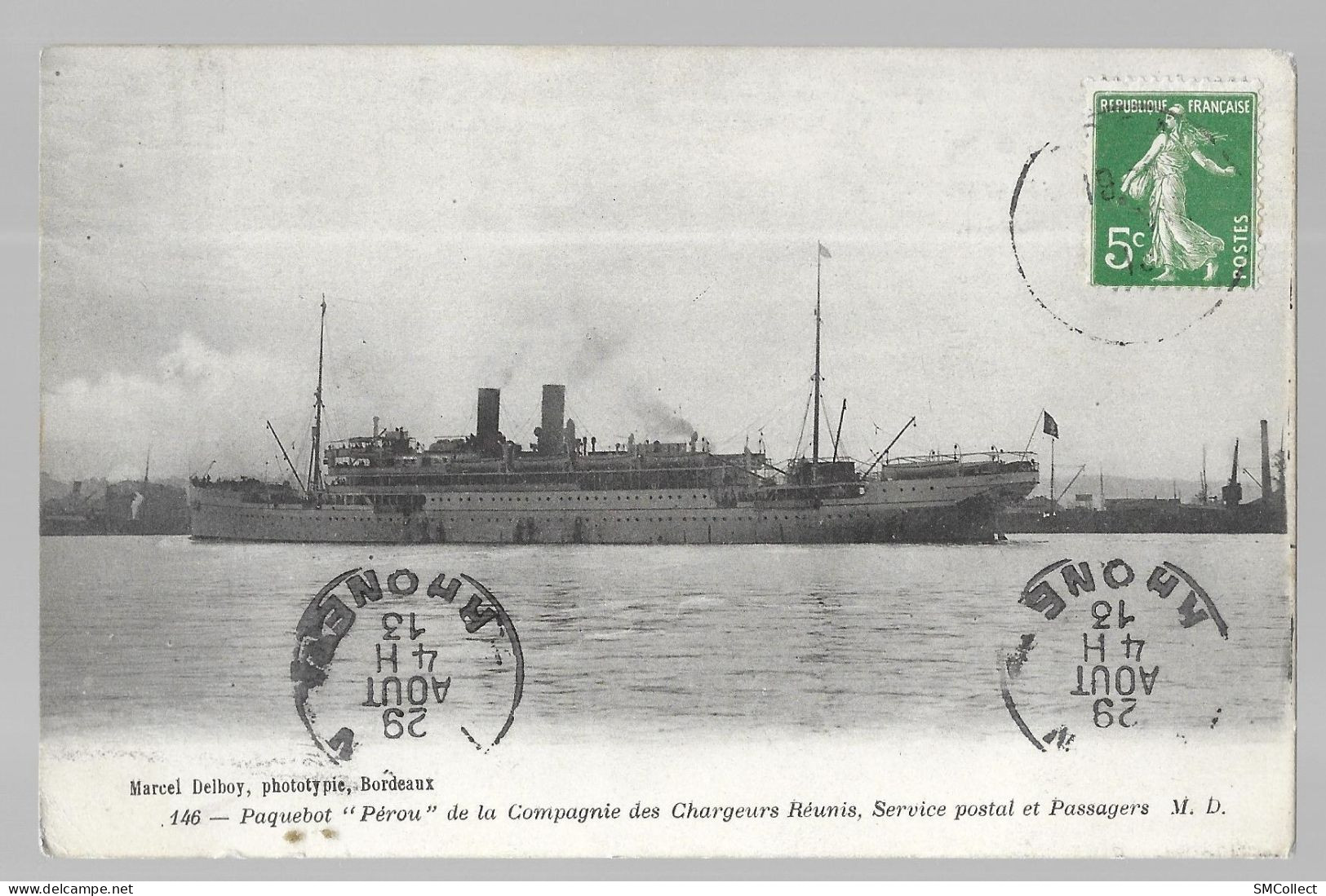 Paquebot "Pérou" Service Postal Et Passagers (13542) - Steamers