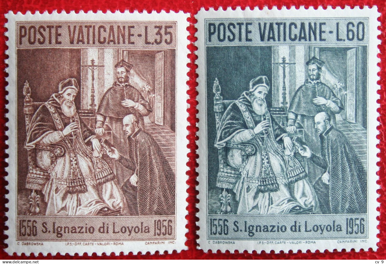 St. Ignatius Submit Pope The Rule Of Company Jesus 1956 Mi 259-260 Yv 230-231 POSTFRIS MNH ** VATICANO VATICAN VATICAAN - Nuovi