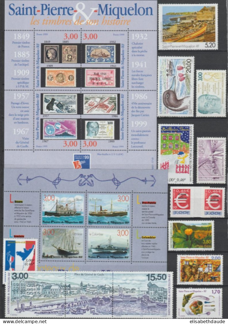 SPM - 1999 - ANNEE COMPLETE AVEC POSTE AERIENNE ** MNH - COTE YVERT = 58.5 EUR. - Komplette Jahrgänge