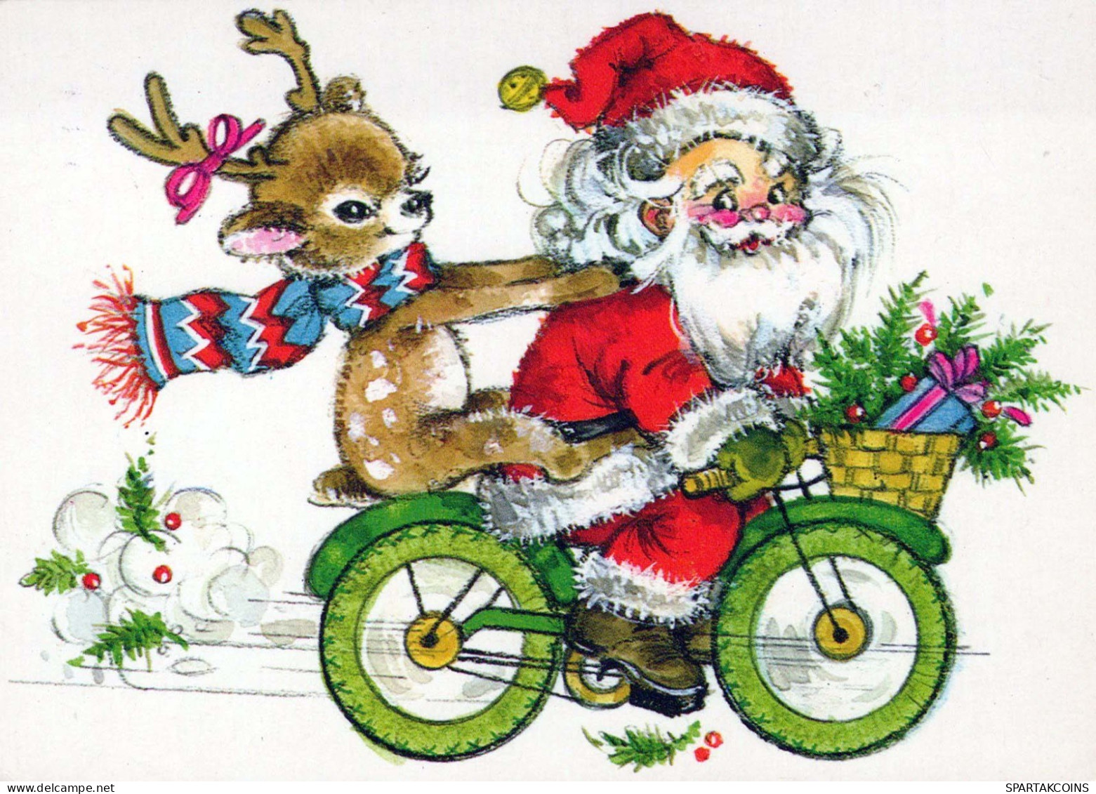 SANTA CLAUS Happy New Year Christmas Vintage Postcard CPSM #PBB117.A - Santa Claus