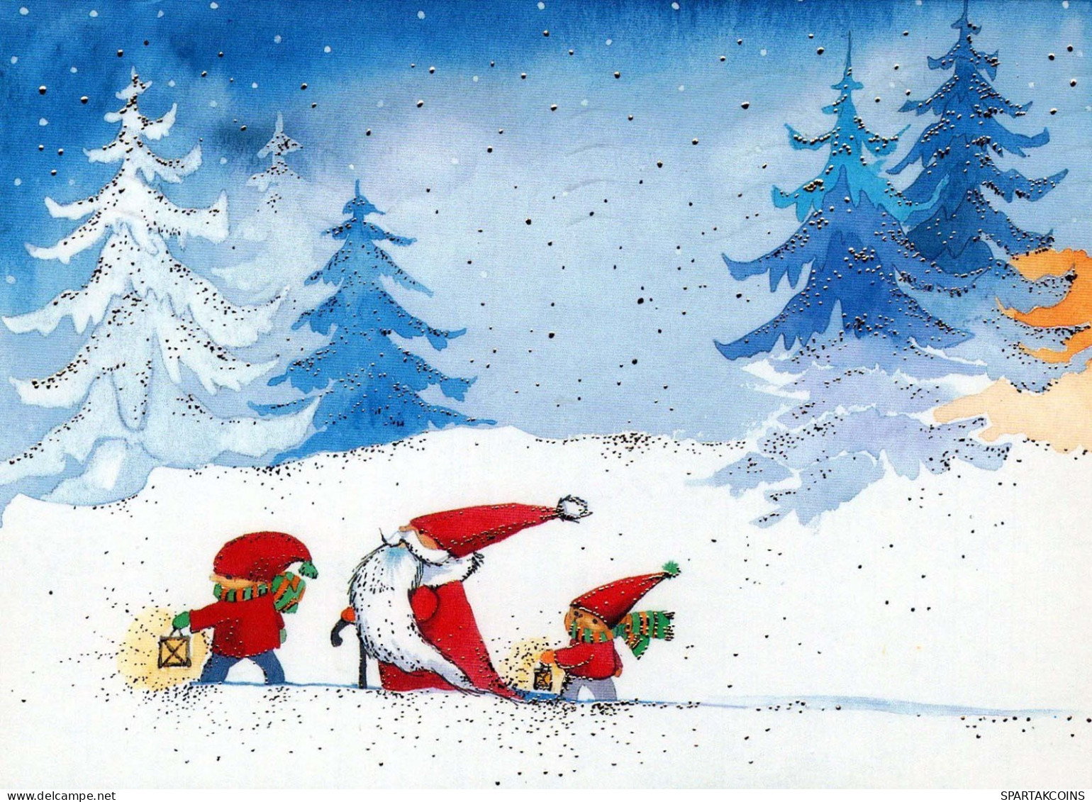PAPÁ NOEL Feliz Año Navidad GNOMO Vintage Tarjeta Postal CPSM #PBB043.A - Santa Claus