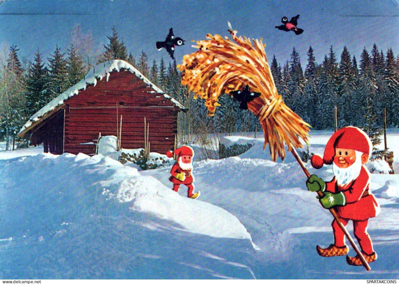 PÈRE NOËL Bonne Année Noël GNOME Vintage Carte Postale CPSM #PBB040.A - Santa Claus