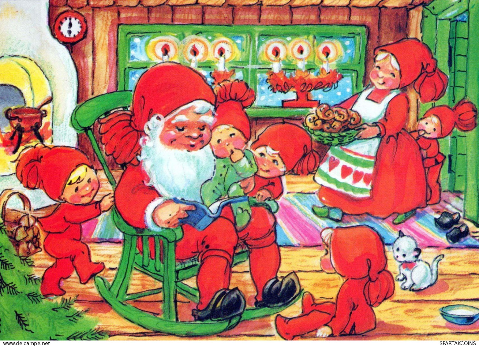 SANTA CLAUS Happy New Year Christmas GNOME Vintage Postcard CPSM #PBA926.A - Santa Claus