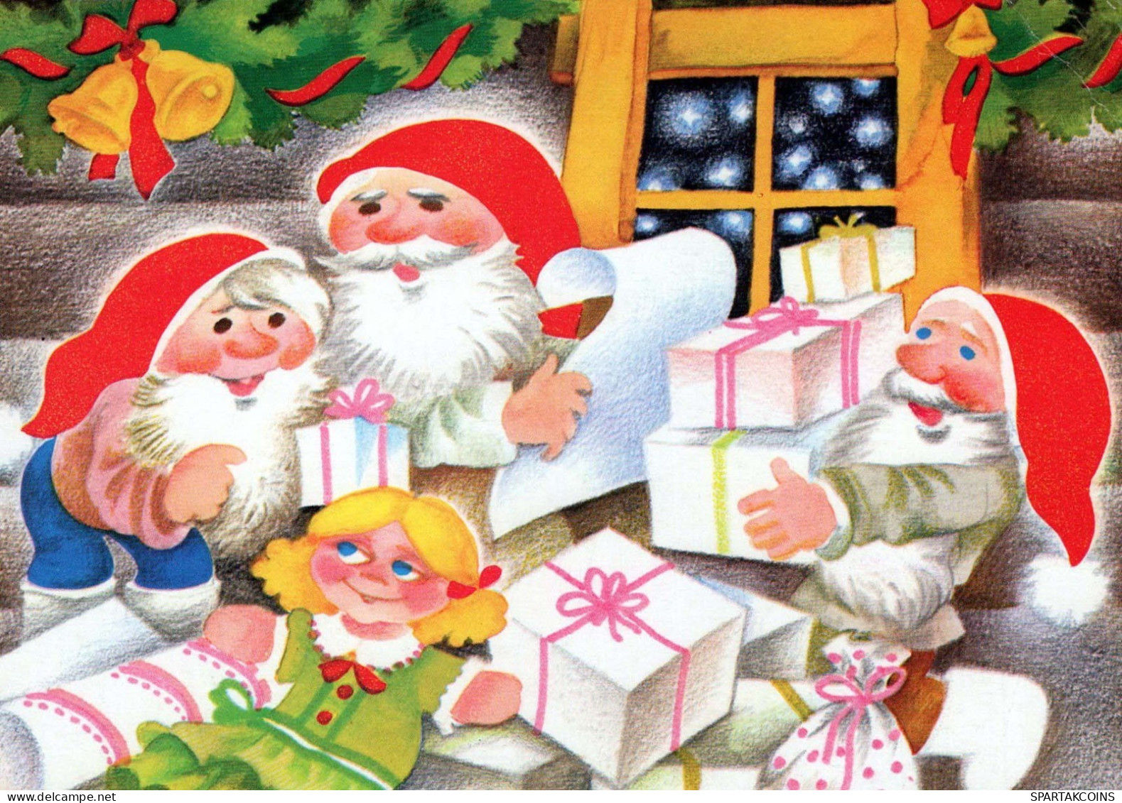 PAPÁ NOEL Feliz Año Navidad GNOMO Vintage Tarjeta Postal CPSM #PBA922.A - Santa Claus