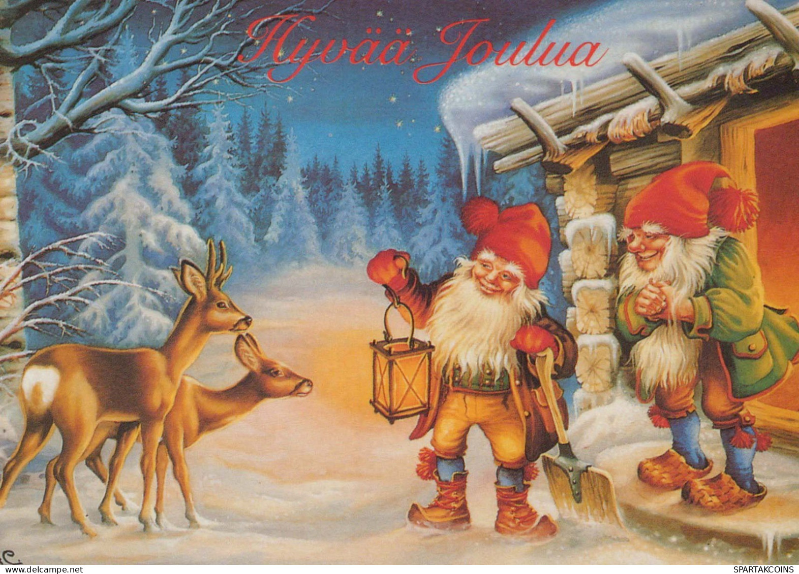 PÈRE NOËL Bonne Année Noël GNOME Vintage Carte Postale CPSM #PBA714.A - Santa Claus