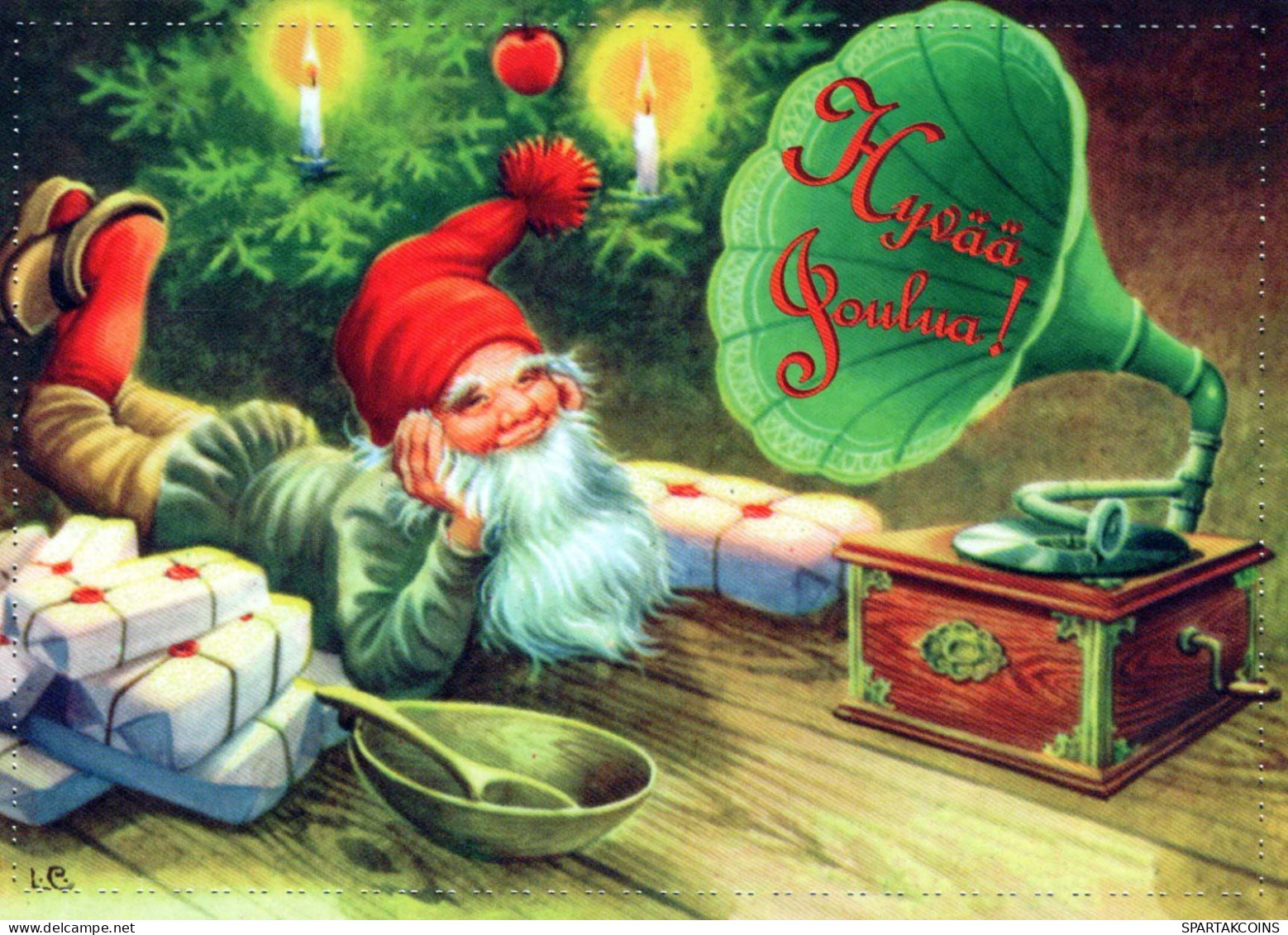 SANTA CLAUS Happy New Year Christmas GNOME Vintage Postcard CPSM #PBA736.A - Santa Claus