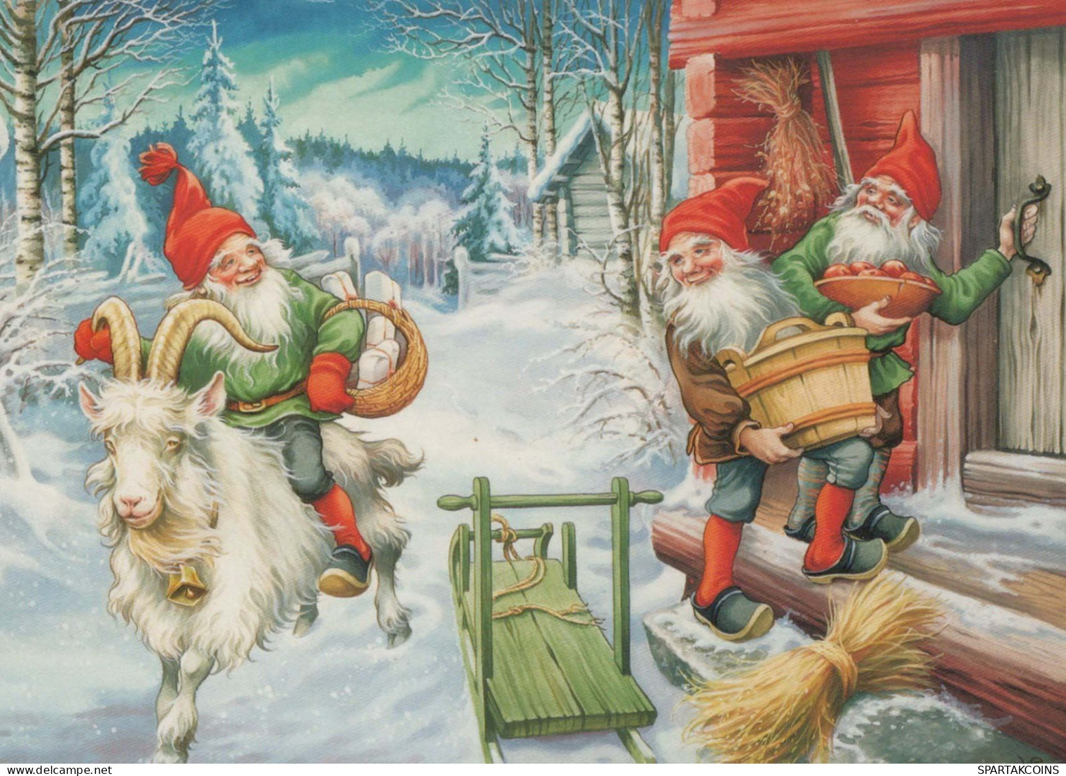 BABBO NATALE Buon Anno Natale GNOME Vintage Cartolina CPSM #PBA698.A - Santa Claus