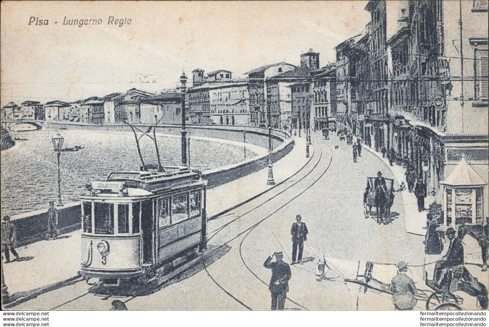 Ah490 Cartolina Pisa Citta' Lungarno Regio Tram 1928 - Pisa