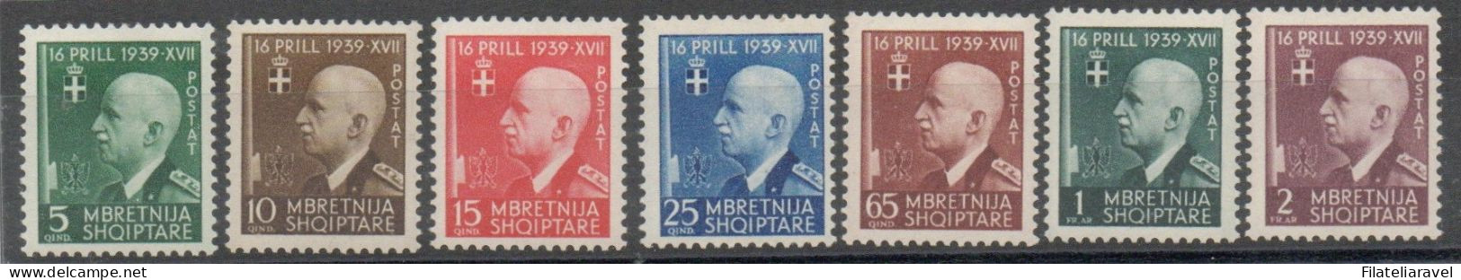 OCCUPAZIONI ITALIANE : ALBANIA 1942 - III° Anniversario Dell'unione Italo-albanese. Cat. Sassone N. 30/36 , Linguellati. - Albanien