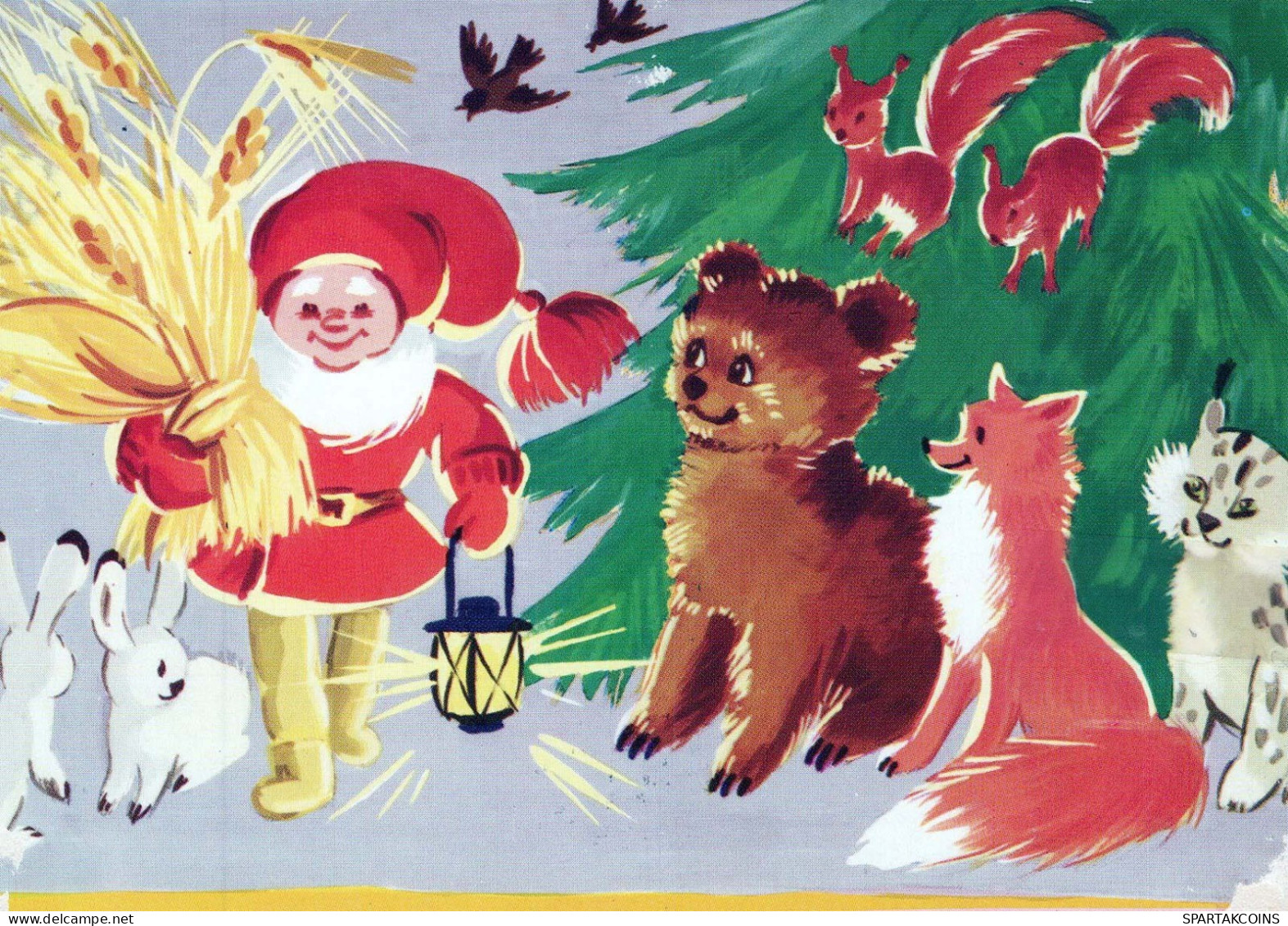 BABBO NATALE Buon Anno Natale GNOME Vintage Cartolina CPSM #PAY546.A - Santa Claus