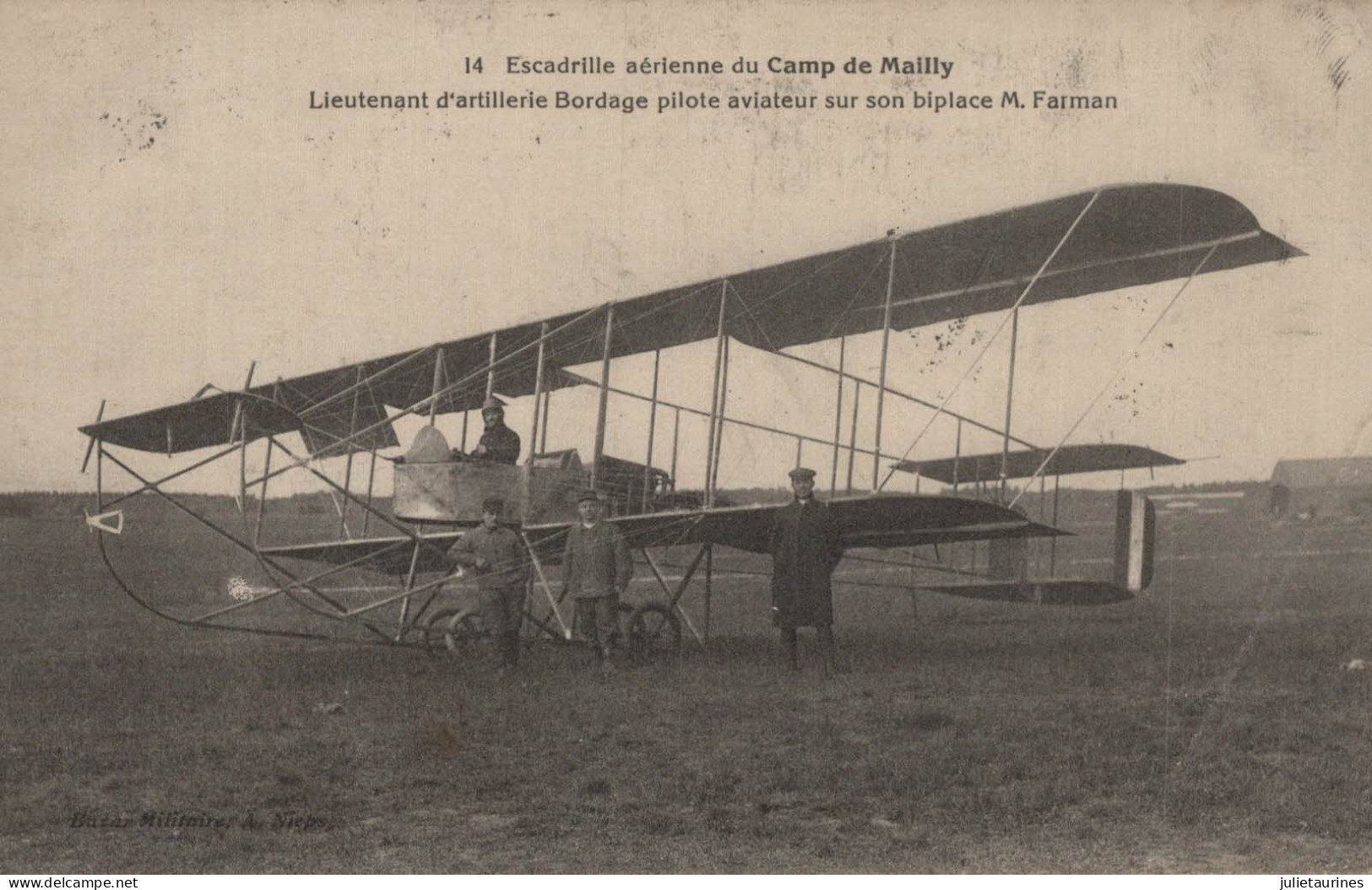 ESCADRILLE AERIENNE CAMP DE MAILLY LIEUTENANT BORDAGE PILOTE AVIATEUR SUR BIPLAN FARMAN - ....-1914: Precursors