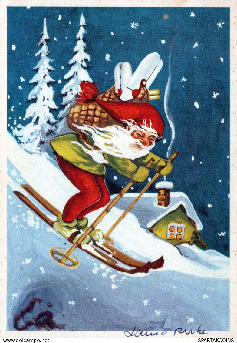 WEIHNACHTSMANN SANTA CLAUS Neujahr Weihnachten GNOME Vintage Ansichtskarte Postkarte CPSM #PAW627.A - Santa Claus