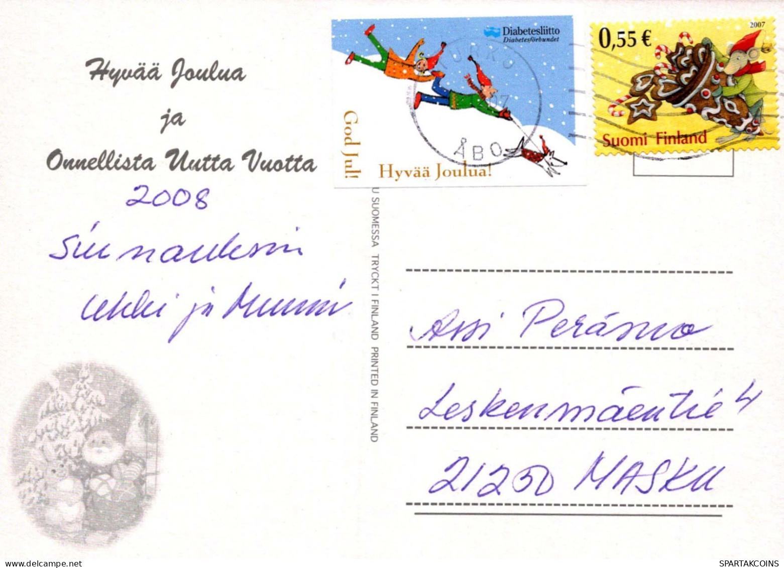 PAPÁ NOEL Feliz Año Navidad GNOMO Vintage Tarjeta Postal CPSM #PAW464.A - Santa Claus