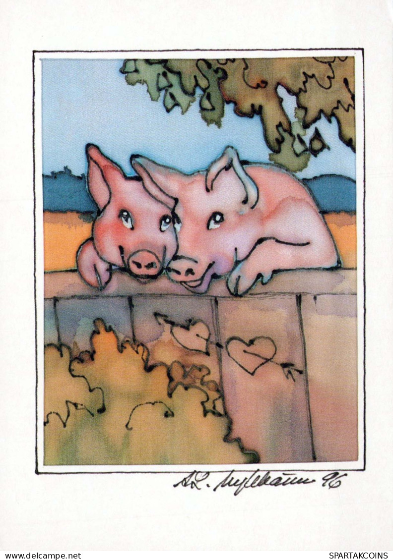 MAIALE Animale Vintage Cartolina CPSM #PBR761.A - Schweine