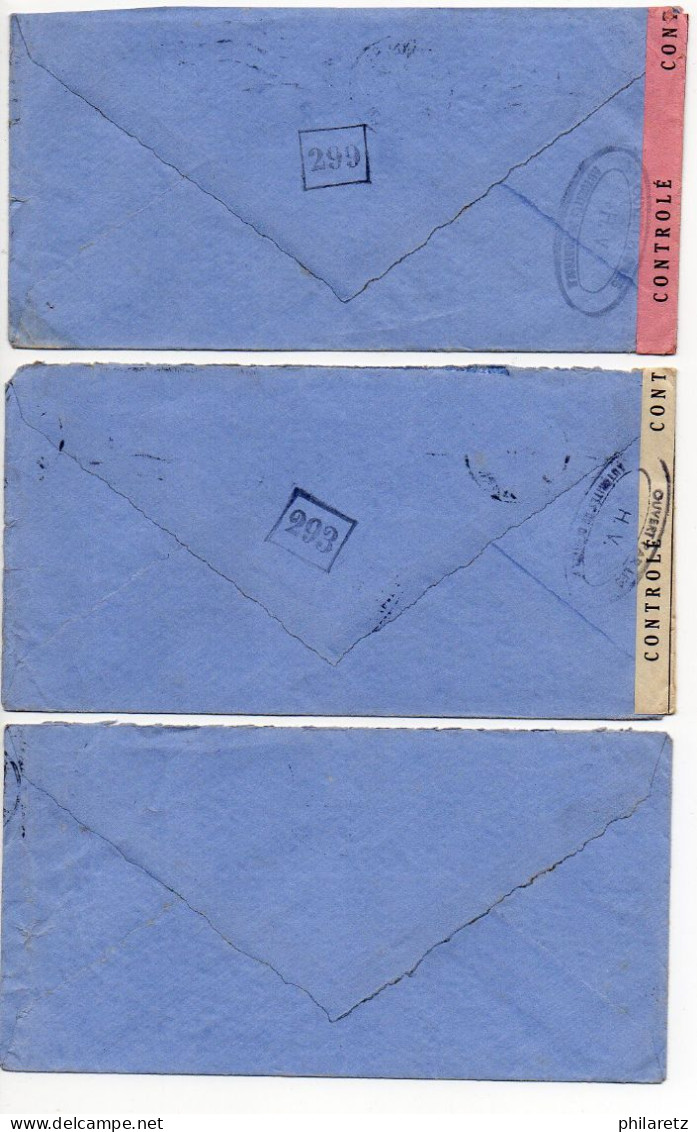 Lot De 3 Lettres De La Base Aérienne De Vannes De Décembre 1944 Dont 2 Bandes De Censure Rouge Et Jaune - WW II