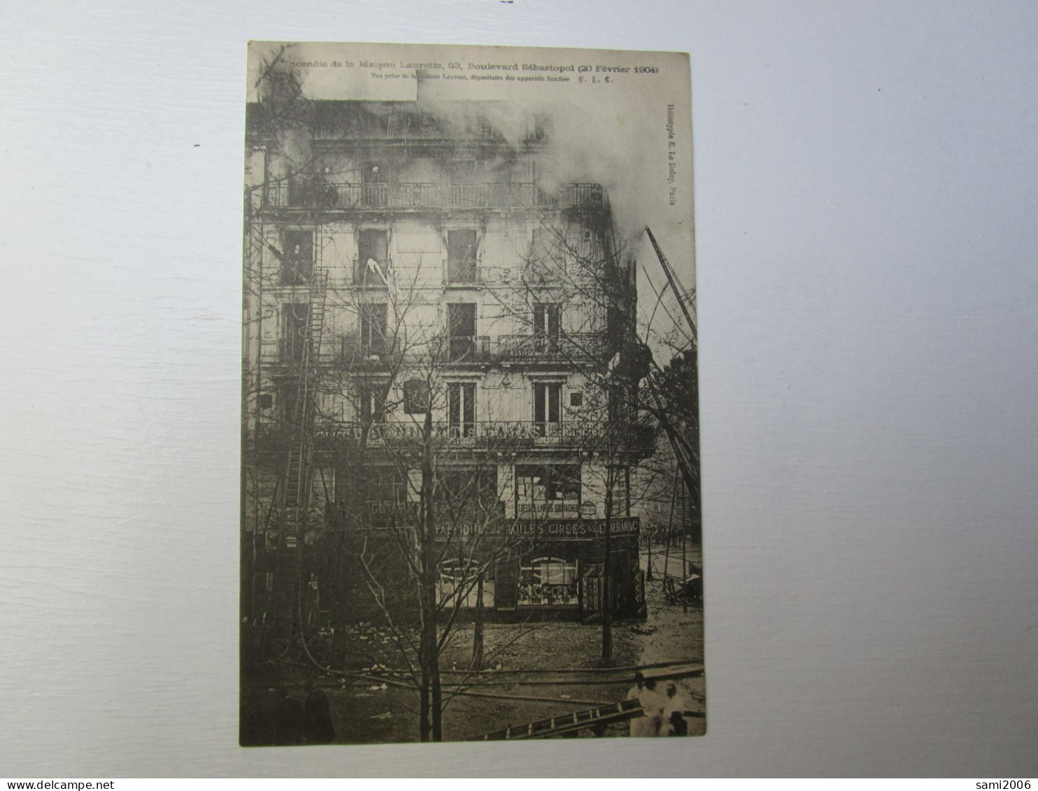 75 PARIS INCENDIE DE LA MAISON LAURETTE BOULEVARD SEBASTOPOL 1904 POMPIERS LANCE - Sonstige & Ohne Zuordnung