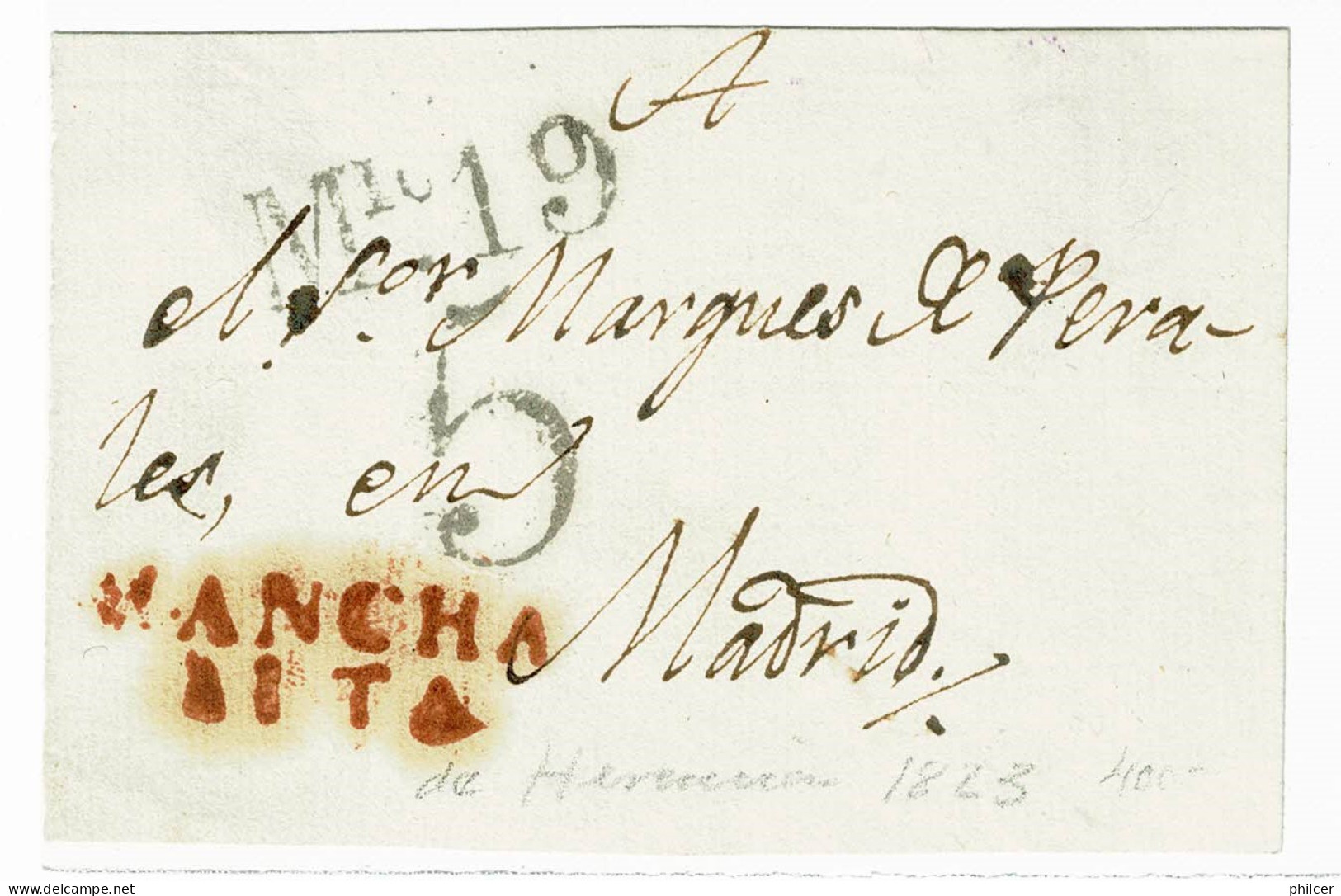 España, 1823, Mancha Alta-Madrid, Fragmento - ...-1850 Voorfilatelie