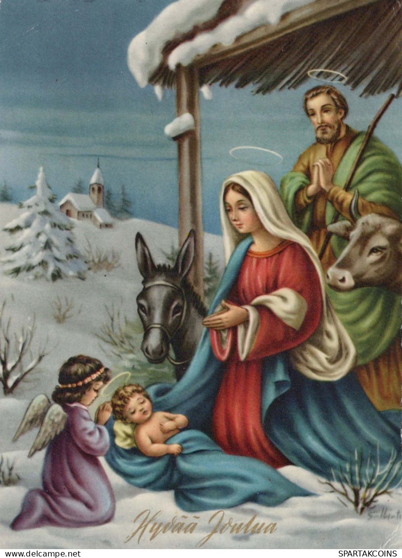 Vergine Maria Madonna Gesù Bambino Natale Religione Vintage Cartolina CPSM #PBP889.A - Virgen Mary & Madonnas