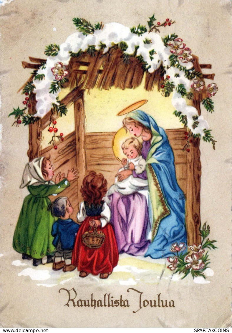 Vergine Maria Madonna Gesù Bambino Natale Religione Vintage Cartolina CPSM #PBP664.A - Vierge Marie & Madones