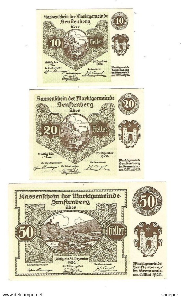 **notgeld   Austria Senftenberg  Serie Compleet 993.1f Cat Val 3 Euro - Austria